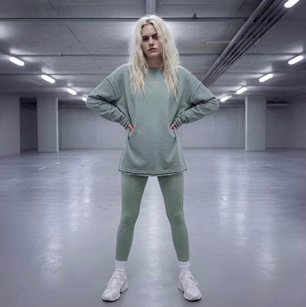 Embroidered mint green Sweatshirt