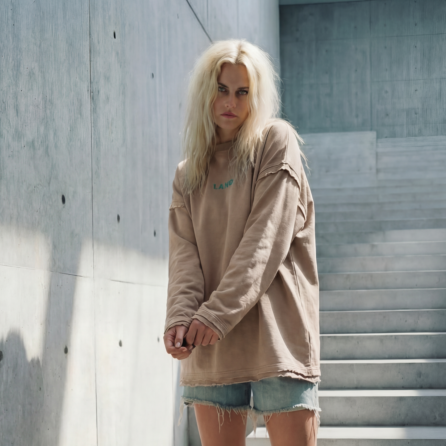 Embroidered Beige Sweatshirt